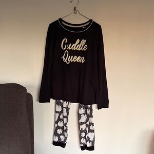 Secret Treasures Black Pajama Set & Scrunchie with Polar Bear Print